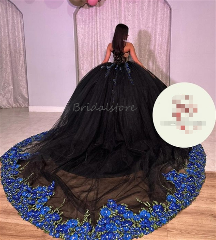 Lyxig svart mexikansk vestidos de 15 quinceanera 2024 älskling puffy charro femton födelsedagsklänning vestidos de xv anos blommor lyx söta 16 festklänningar prinsessa