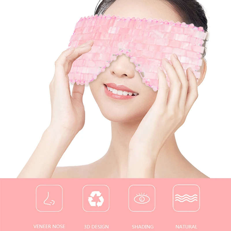 Massager Rose Quartz Jade Eye Mask Face Massager Natural Stone Cold and Heat Therapy Sleep Eye Mask Relieve Skin Skin Care Beauty Beauty