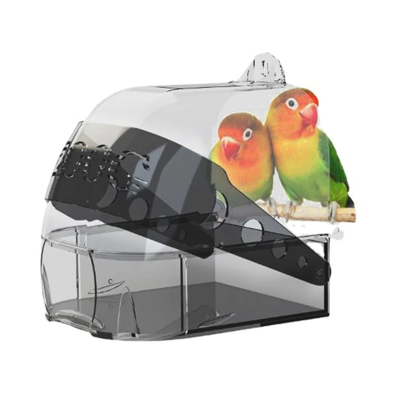 Grooming Bird Bath Box Hanging Cage Bathing Tub Toy for Budgies Cockatiels Lovebird Bath Box with Clear View, for Greys,Amazons