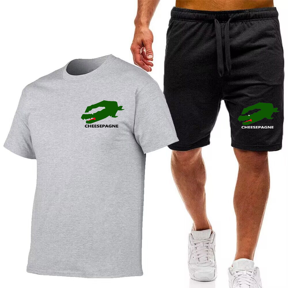 Nouveaux vêtements d'été pour hommes deux pièces ensembles hommes survêtement de sport hommes imprimer ensembles à manches courtes hommes t-shirt shorts Fitness vêtements de sport