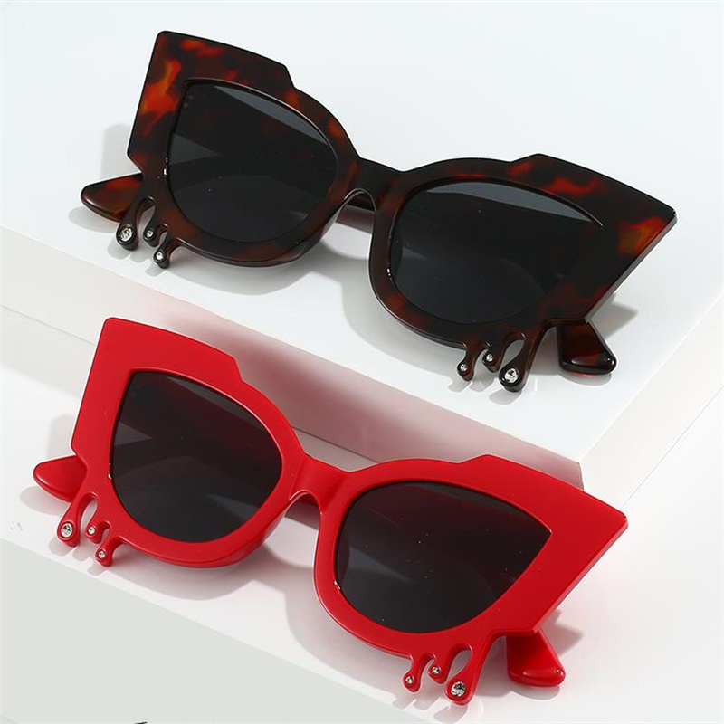 Mode solglasögon kvinnor kattögon solglasögon överdimensionerad ram anti-uv glasögon personlighet glasögon