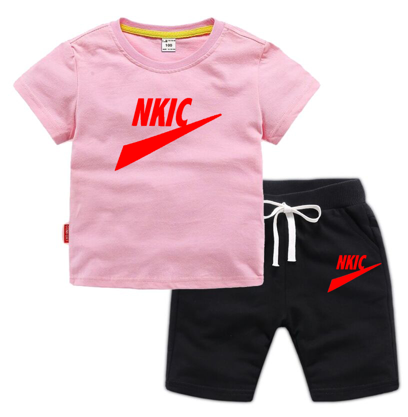 Lato 2 marka dziecięca Zestaw odzieży drukowanej odzieży dziecięcej w stylu sportowym koszulka i szorty chłopców i dziewcząt