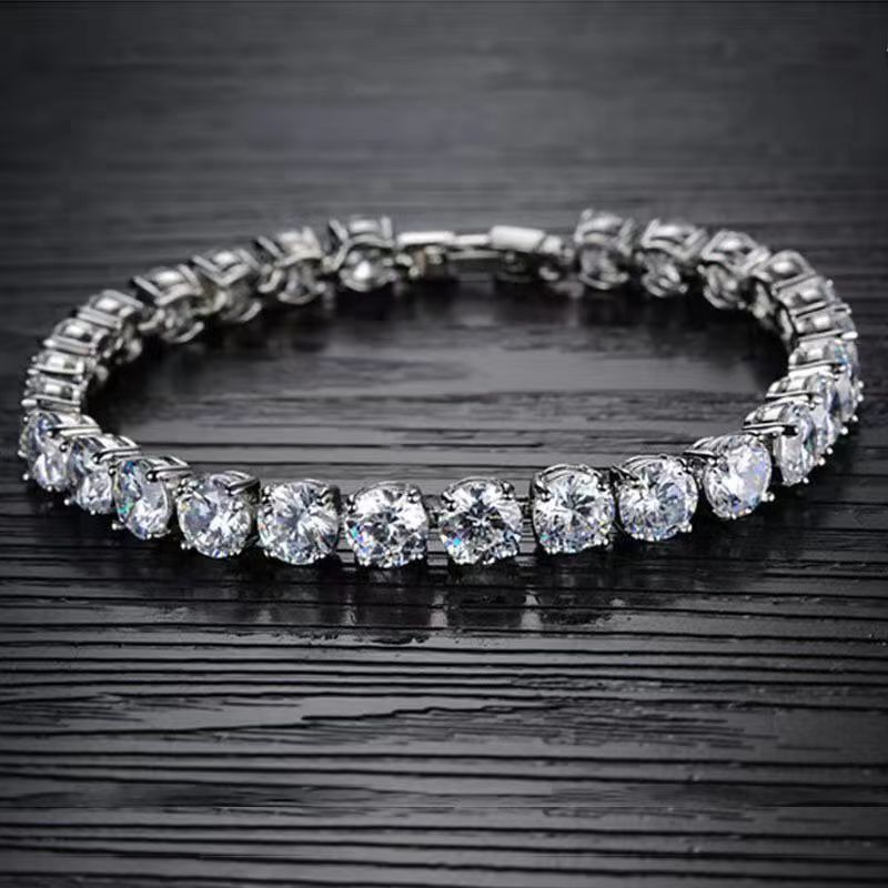 Pulsera de plata de ley s925 con estilo simple, pulsera de diamantes Mosan con temperamento, regalo de cumpleaños femenino para novias