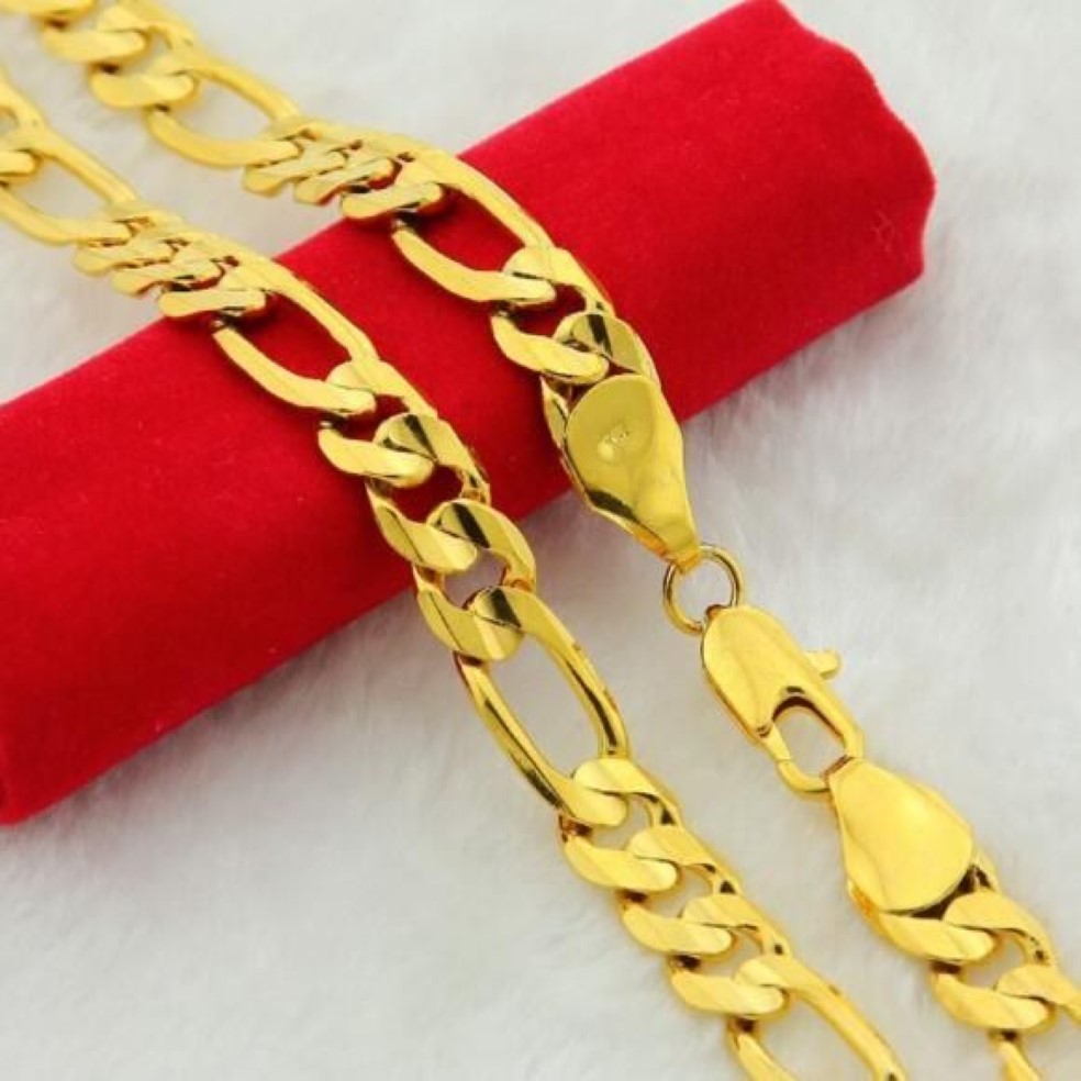 Collana da uomo con catena a maglie Figaro da 10 mm in oro giallo 14k italiano2827