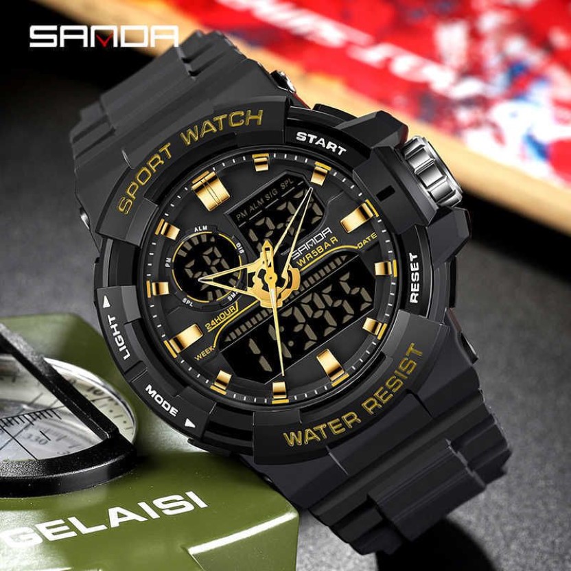 SANDA Topmerk Militaire Sporthorloge heren G stijl S shock Horloge heren Quartz Horloge 50M Waterdichte Lichtgevende Klok G1022269h