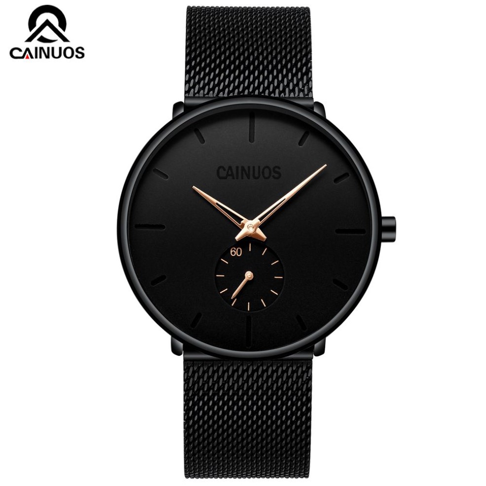 Cainuos Fashion Mens Watches Top Quartz Watch Men Casual Slim Mesh Steel Waterproof Sport Watch Relogio Masculino323t