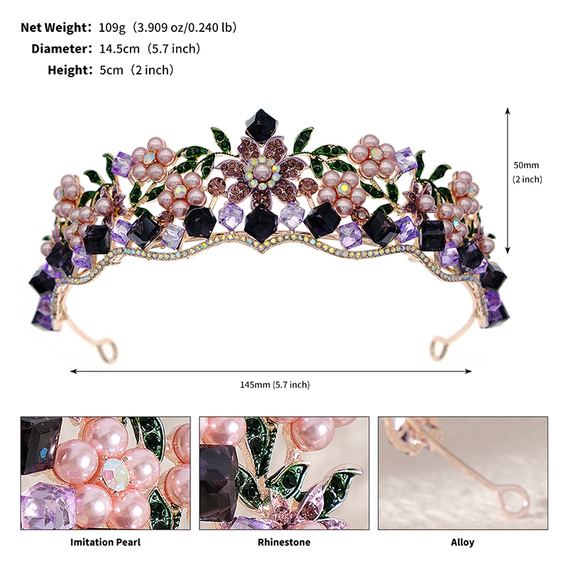 Flower Spring Princess Crown Rhinestone Wedding Crown Bride Tiaras Queen Half Round Tiaras Födelsedag Christmas Gift for Girl