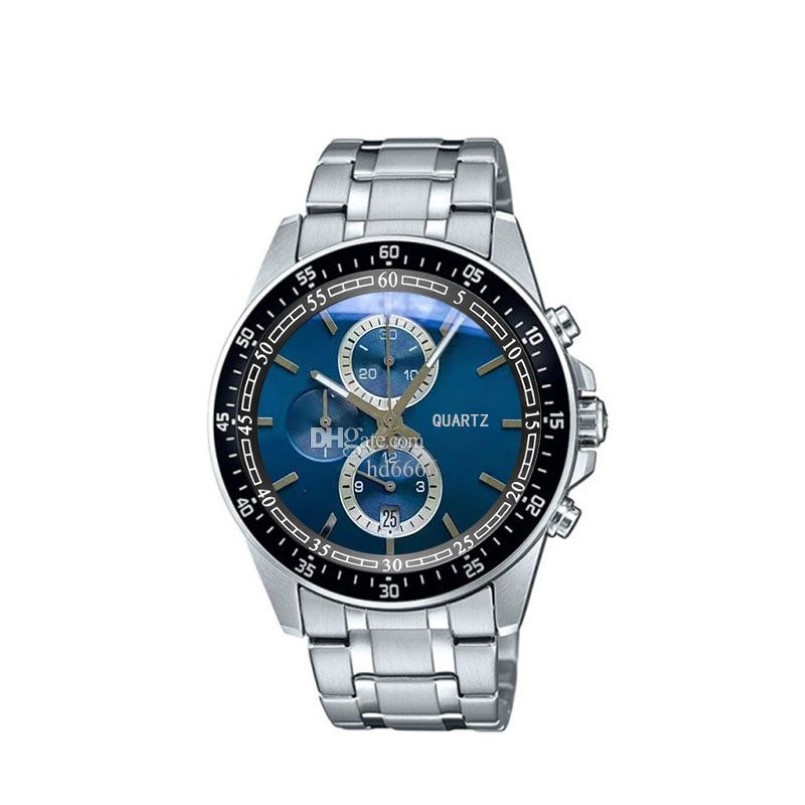 Reloj para hombre Cronógrafo Movimiento de cuarzo Relojes Dial azul Relojes de pulsera casuales de negocios Orologi di lusso Reloj masculino Reloj deportivo WATC202O