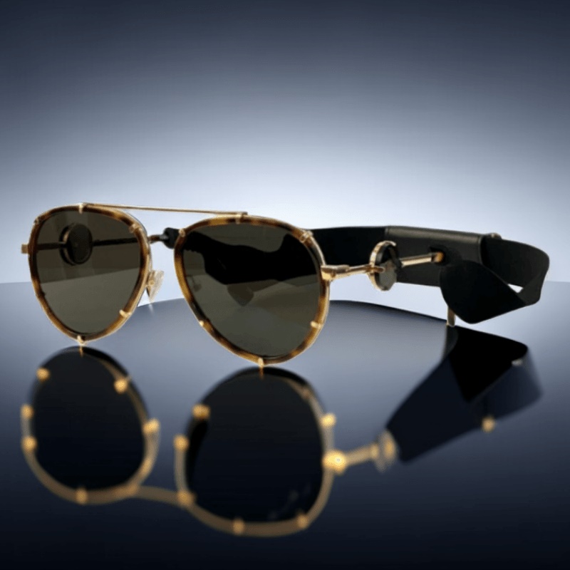 A012 HOT HÖT Högkvalitativ märkesdesigner Fashion Party Vintage Oval Metal Pilot Kvinnors solglasögon för män UV -glas med kedja