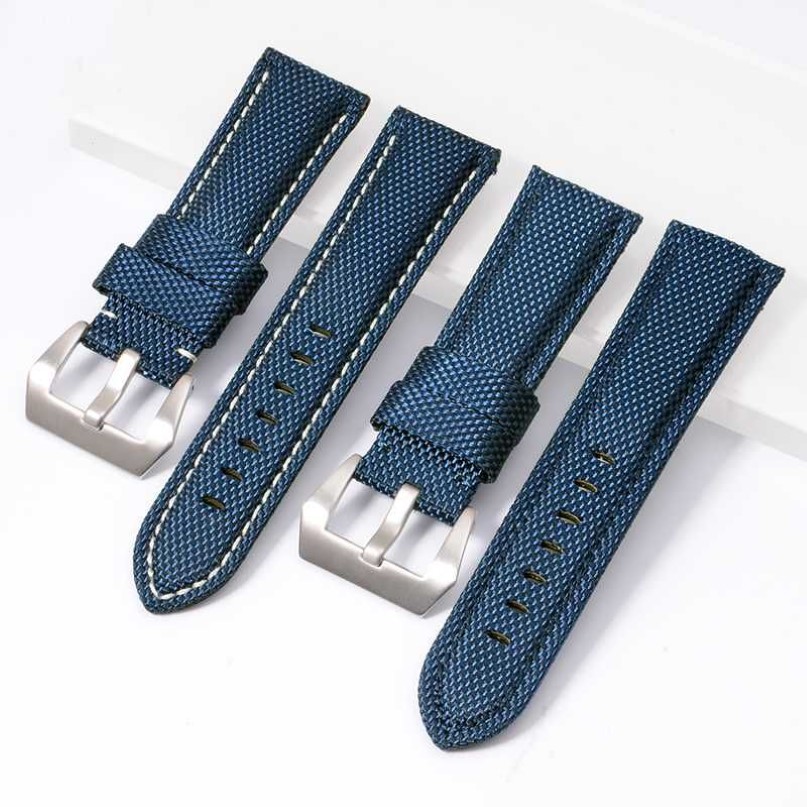 22mm 24mm 26mm högkvalitativt nylontyg Blue Black Canvas Watchband för Pamerai Watch Strap Band Men's Wrist Watch Armband2598