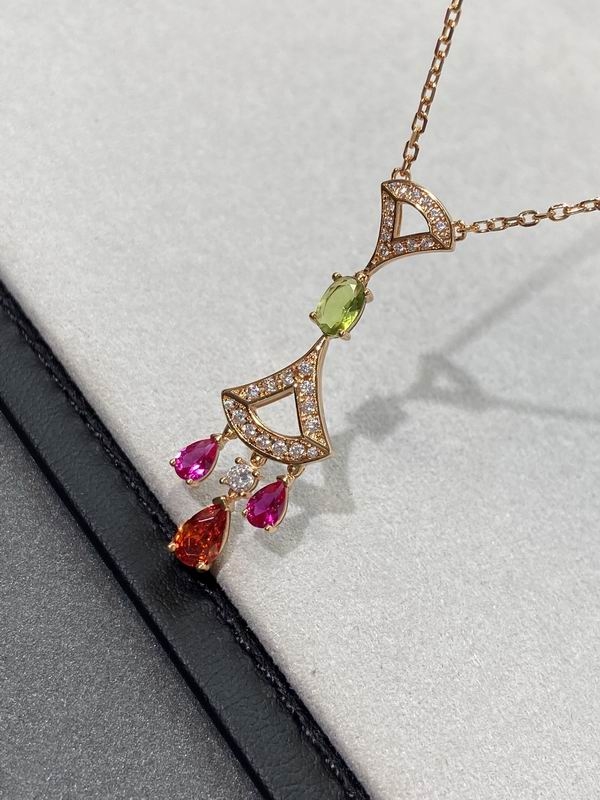 2024 women fashion cute lovely rose gold thin stainless steel chain high quality purple green diamonds crystal fan Pendant necklace earring suit