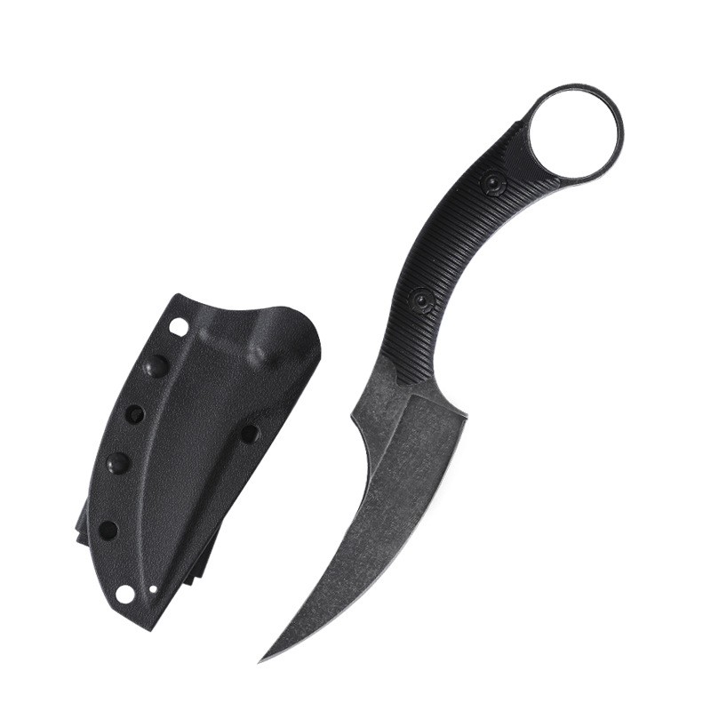 Coltello multiuso D2 Coltelli tascabili dritti Coltelli da campeggio tattici Collo Strumenti di sopravvivenza di salvataggio esterno Strumento Edc con guaina K