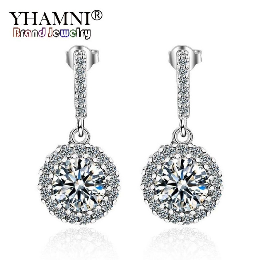 YHAMNI Fashion 925 Sterling Silver For Women Studs Earrings Luxury Cubic Zirconia Jewelry Girl Gift High Quality Whole LED427304q