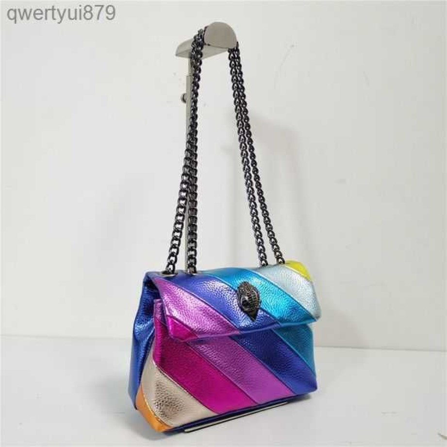 qwertyui879 Bolsas de noite Kurt Geiger Bolsa arco-íris feminina bolsa articulada colorida bolsa de corpo cruzado patchwork embreagem 010323H2249
