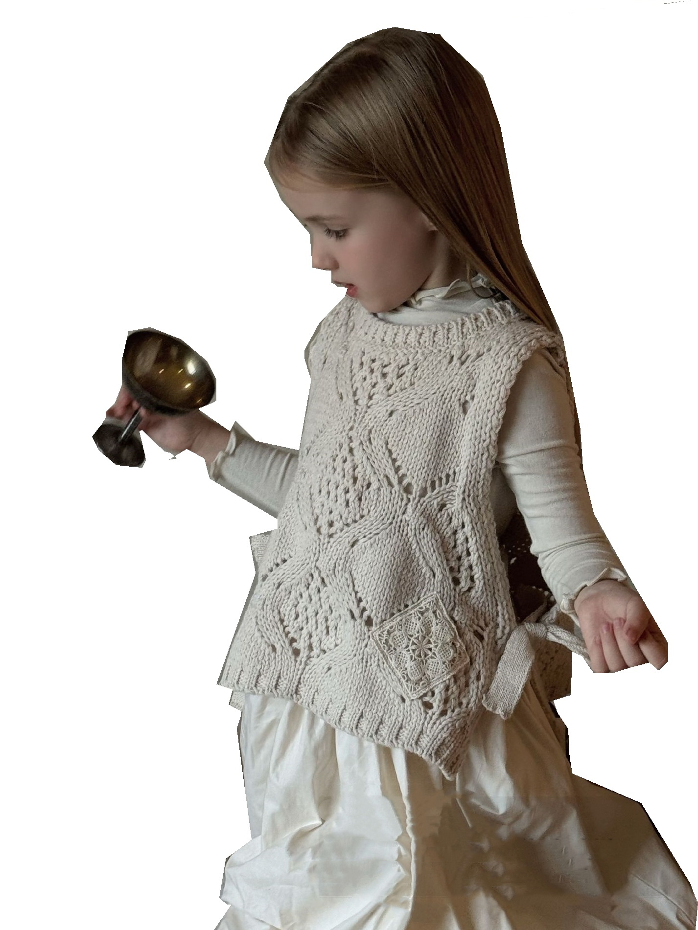 Gilet pull en crochet ajouré pour filles, gilet tricoté avec nœuds à lacets, vêtements de princesse pour enfants de printemps 2024, Z6959