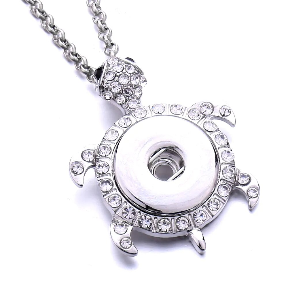 Mode Snap -knapphalsband 18mm Metal Snap -knappar smycken Rhinestone Flower Owl Snap Pendant Necklace