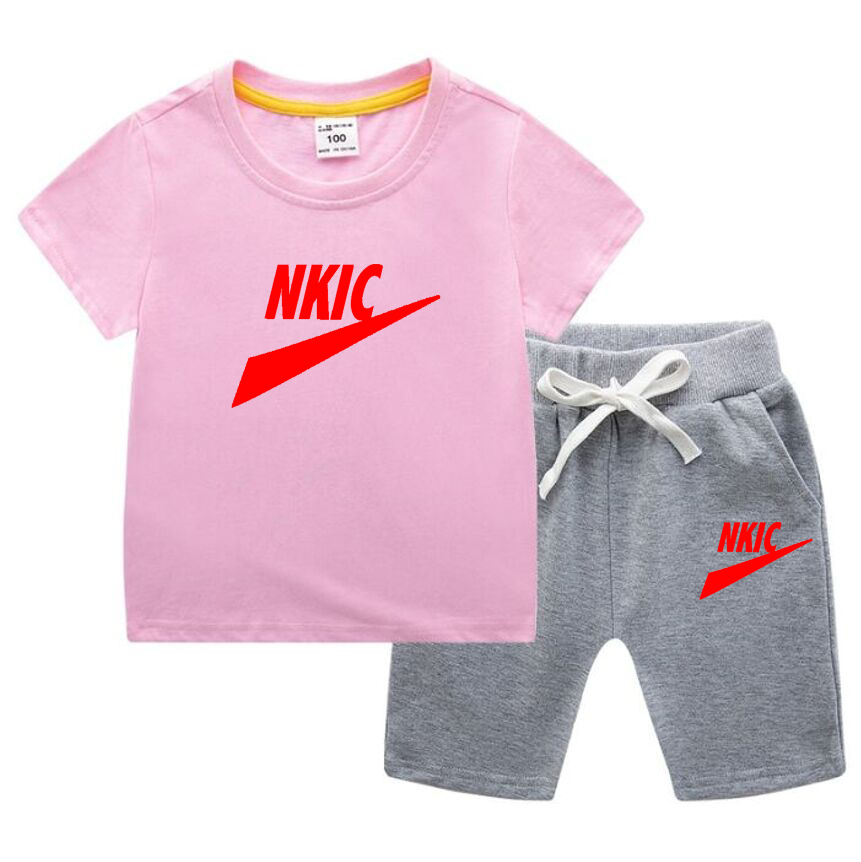 T-shirt estiva Pantaloncini Set manica corta bambini T-shirt in cotone Pantaloni Tute Ragazzi e ragazze Vestiti neonati Casual Due pezzi