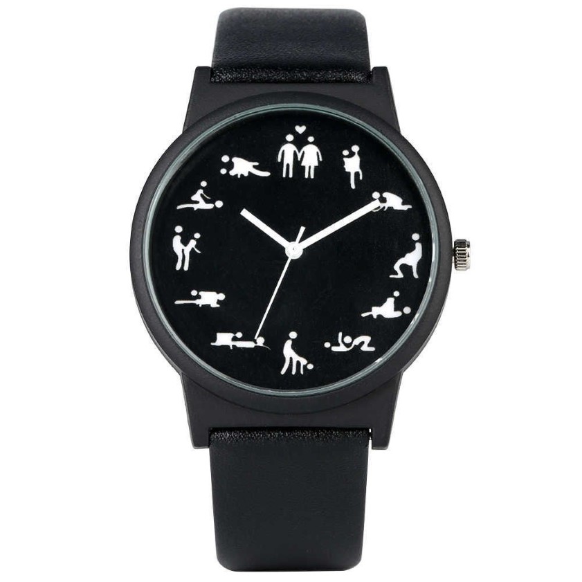 男性のためのクリエイティブな楽しいクォーツウォッチオスのための快適な黒革ストラップ腕時計を時計