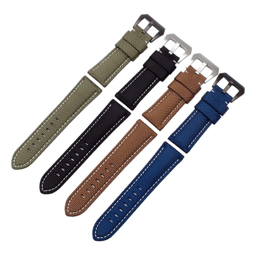 Faixa de relógio de couro de nylon à prova d'água inteira com fivela substituto relógios de moda 44mm pulseira de relógio PAM 22 24 26mm2825