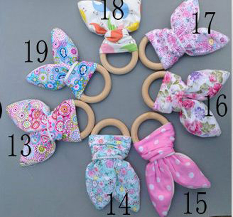 Baby tandring ring bambu fiber ring teether ring trä tandträning barn tuggar tänder stick malare tänder soders