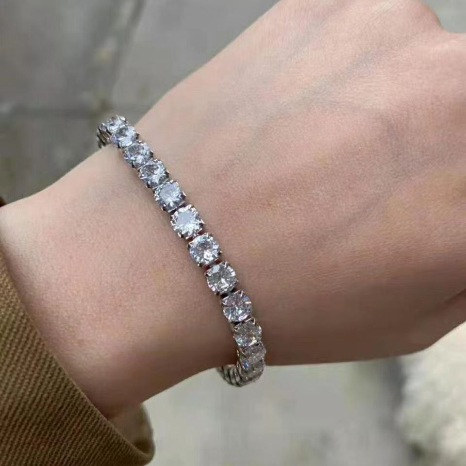 S925 sterling zilveren modearmband met eenvoudige stijl Mosan diamant volledige diamanten armband temperament vrouwelijk verjaardagscadeau voor vriendinnen