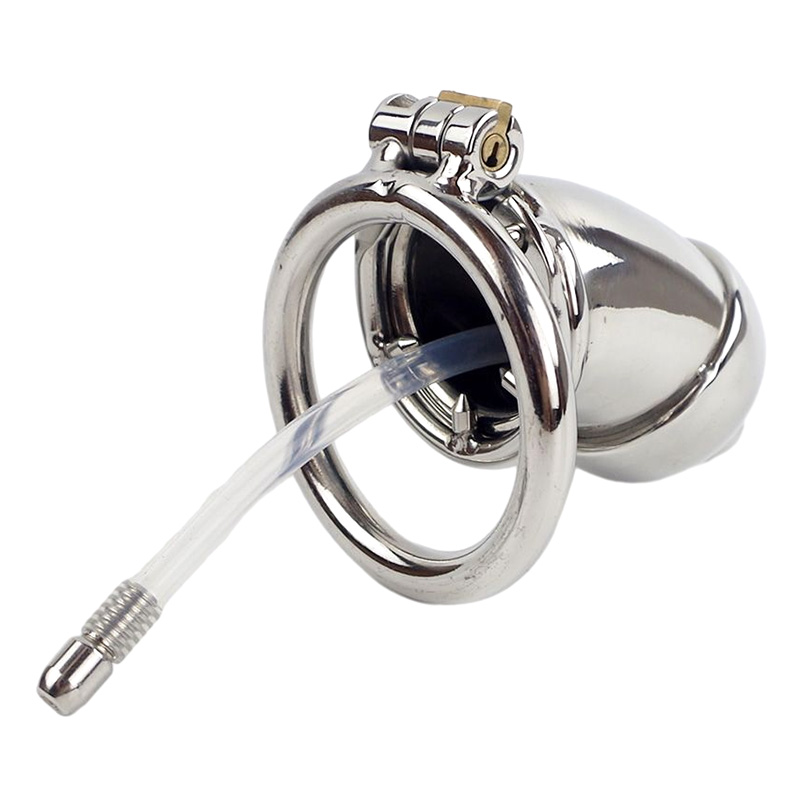 Anti off Spiked ring Male chastity device with catheter stainless steel penis lock chastity urethral penis ring chastity belt Sex toy man