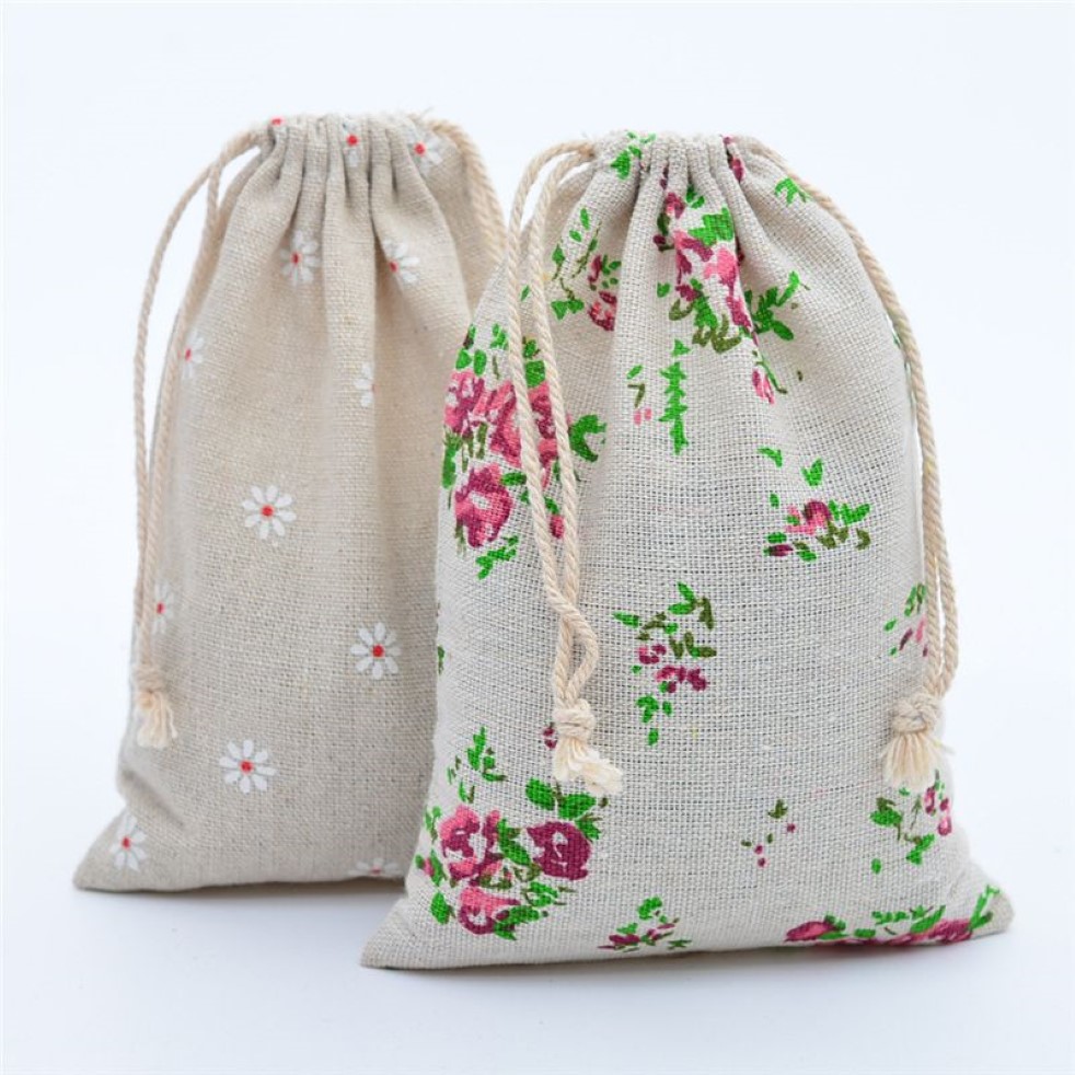 Linen Cotton Bag 10x14cm Muslin Cosmetics Gifts Jewelry Packaging Bags Cute Drawstring Gift Bag & Pouches1243U