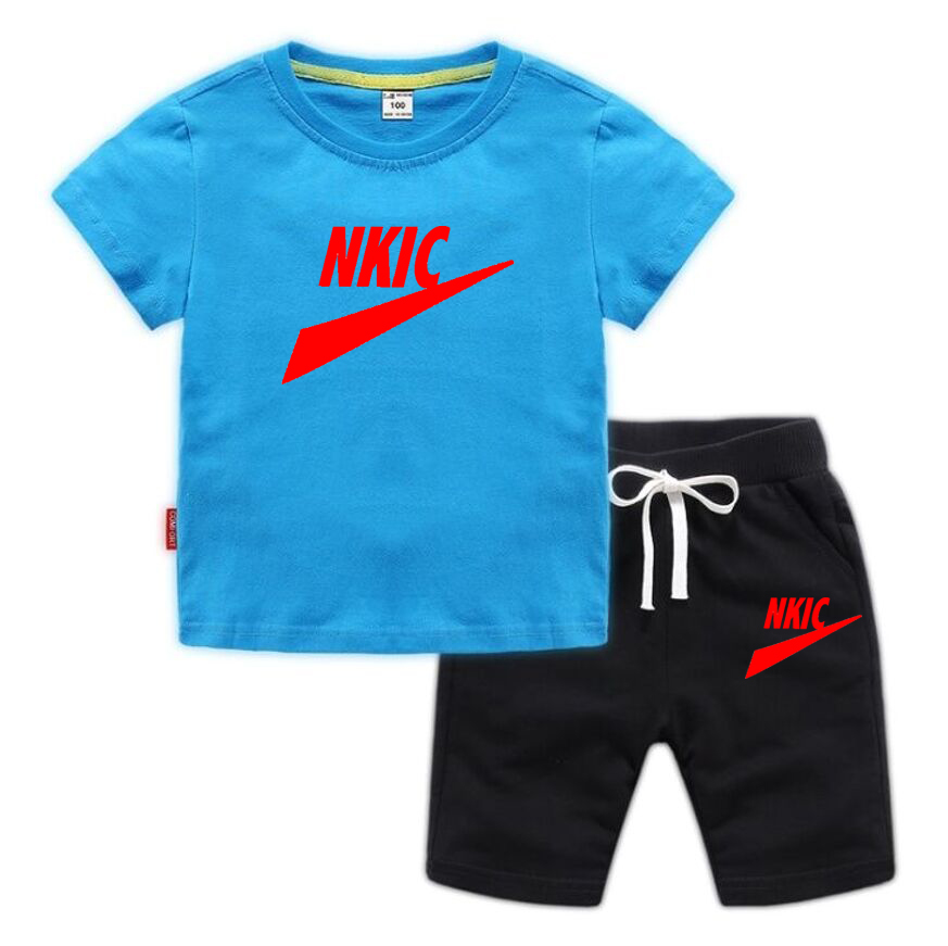Lato 2 marka dziecięca Zestaw odzieży drukowanej odzieży dziecięcej w stylu sportowym koszulka i szorty chłopców i dziewcząt