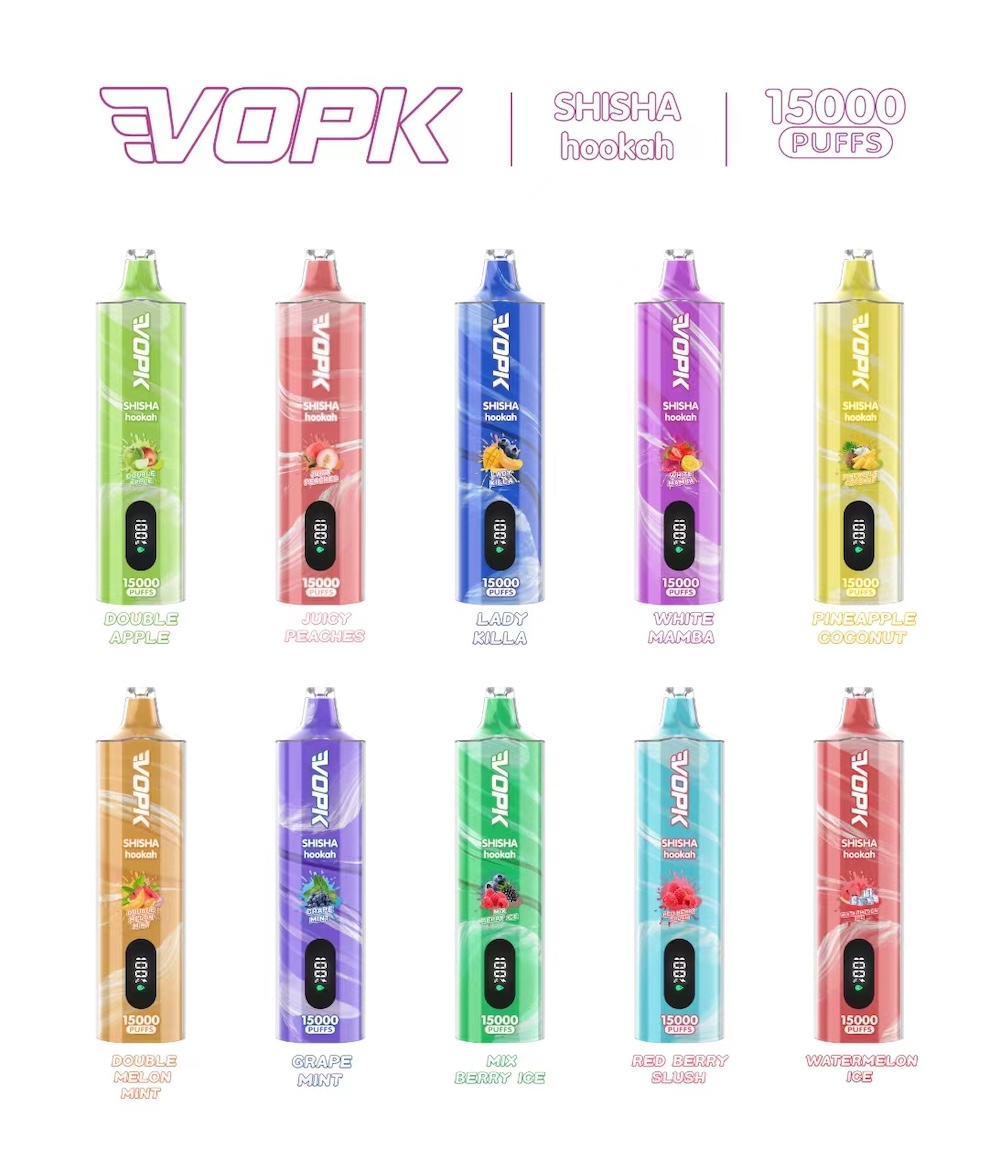 オリジナルのVOPKパフShisha Hookah 15000 Puff使い捨て蒸気ペンEタバコ画面ディスプレイ充電式バッテリーメッシュコイル20ml Vapme Shisha Vaper 15K Puff