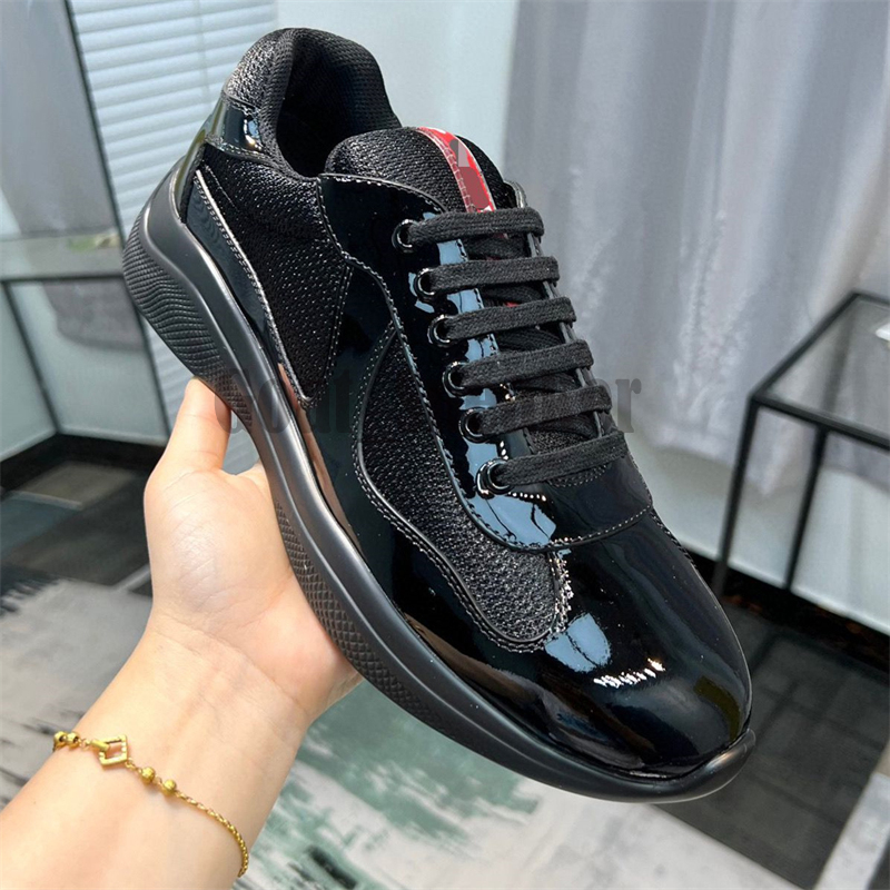 Sapatos casuais de designer de luxo para venda America Cup Low Tops Flat Preto Vermelho Azul Couro Tecido Técnico Tênis Borracha Macia e Bicicleta Mens Trainer Sneaker Tamanho 38-45