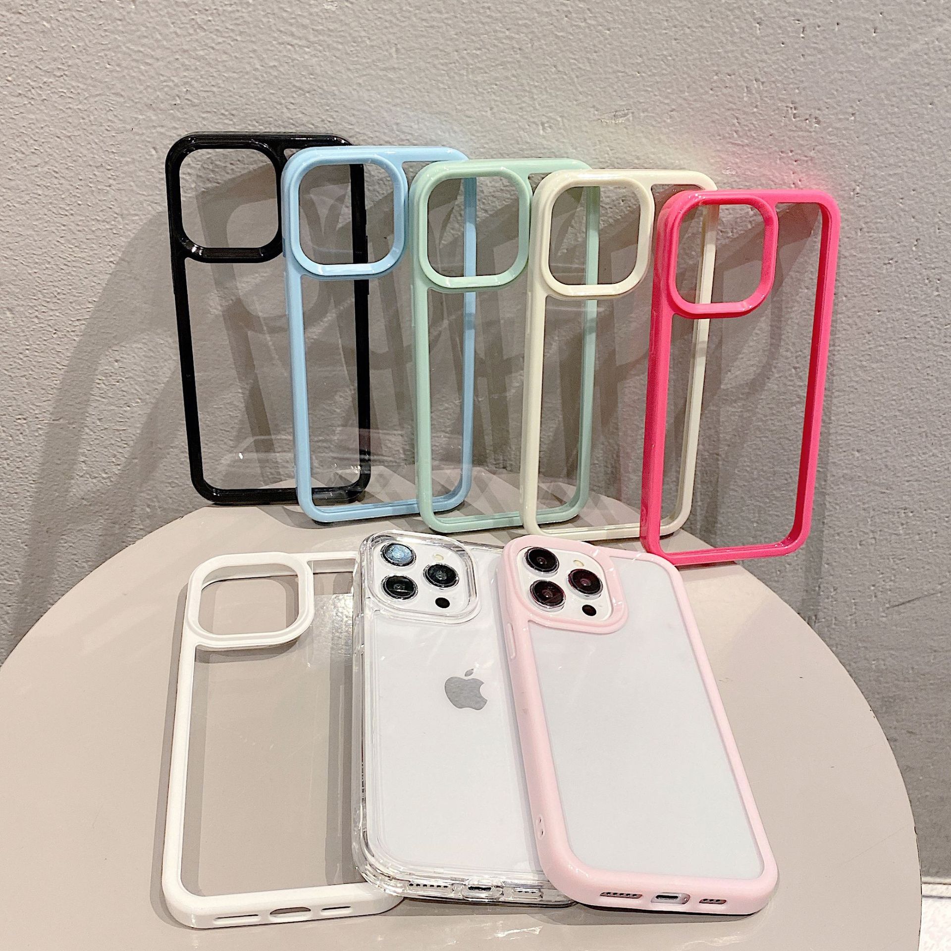 Transparente Acryl-TPU-Handyhüllen für iPhone 15 Pro MAX 14 13 11, reine Farbe, weiche, stoßfeste Handyhülle