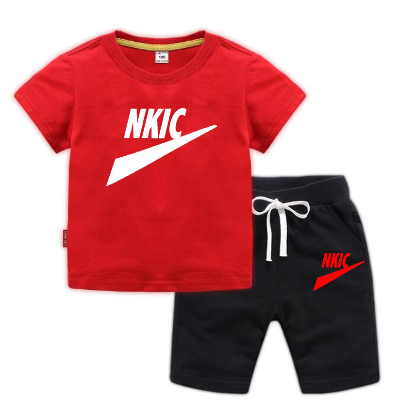 2024 novo terno infantil impresso manga curta camiseta shorts moda verão tendência casual roupas infantis