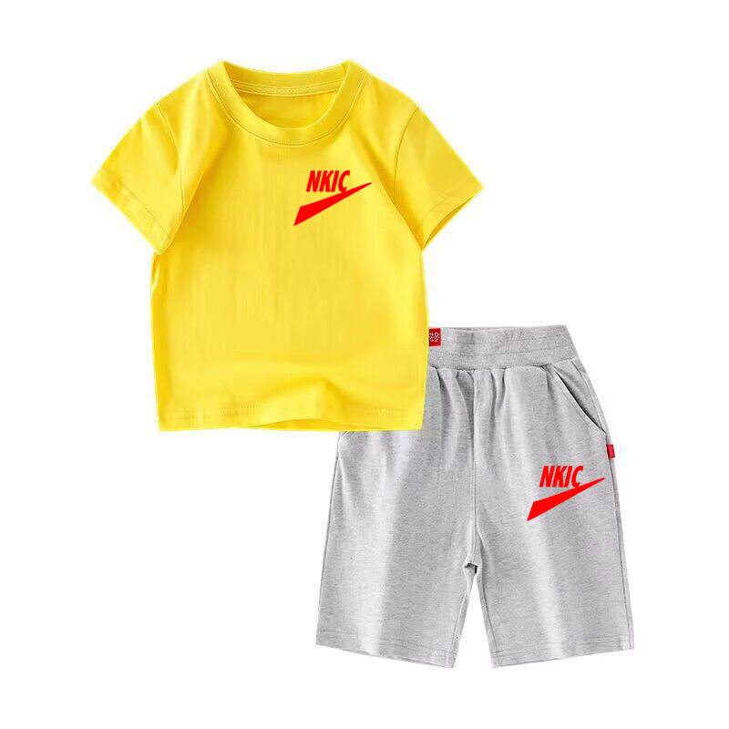 Barns t-shirt tvådelar set lämplig för pojkar och flickor tryckt digital casual sport kortärmad t-shirt topp