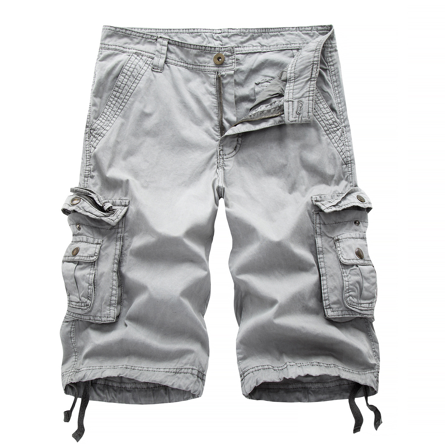 Plus storlek 44 shorts mode mens last korta byxor sommar armé grön bomull manlig lös multi-pocket homme casual bermuda byxor ingen elasticitetsbottnar