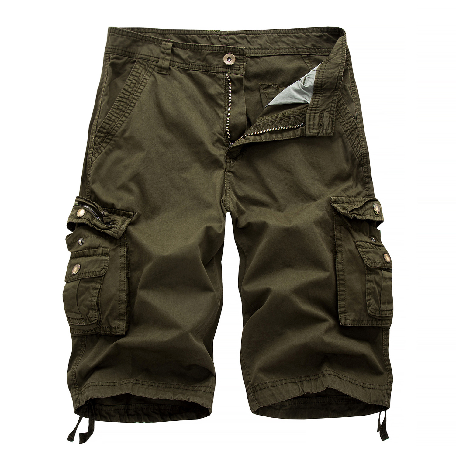 PLus Size 44 Shorts Fashion Mens Cargo Short Pants Summer Army Green Cotton Male Loose Multi-Pocket Homme Casual Bermuda Trousers No Elasticity Bottoms