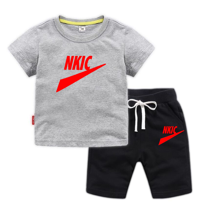 2024 novo terno infantil impresso manga curta camiseta shorts moda verão tendência casual roupas infantis