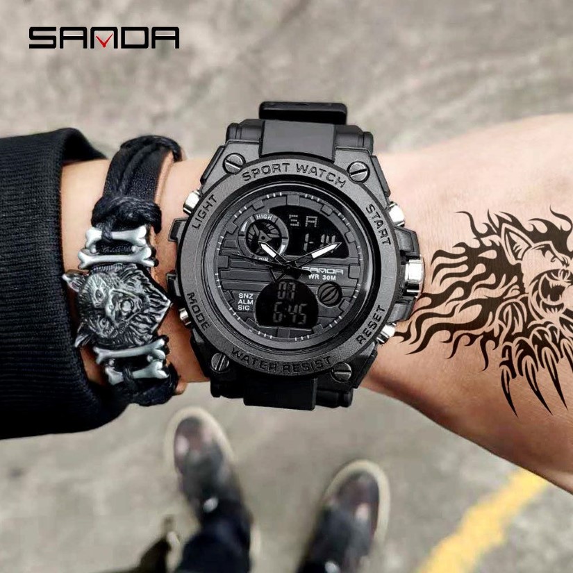 Nouvelle montre pour hommes SANDA montre de sport militaire de luxe de marque supérieure pour hommes étanche S Shock montre numérique relogio masculino 20234J