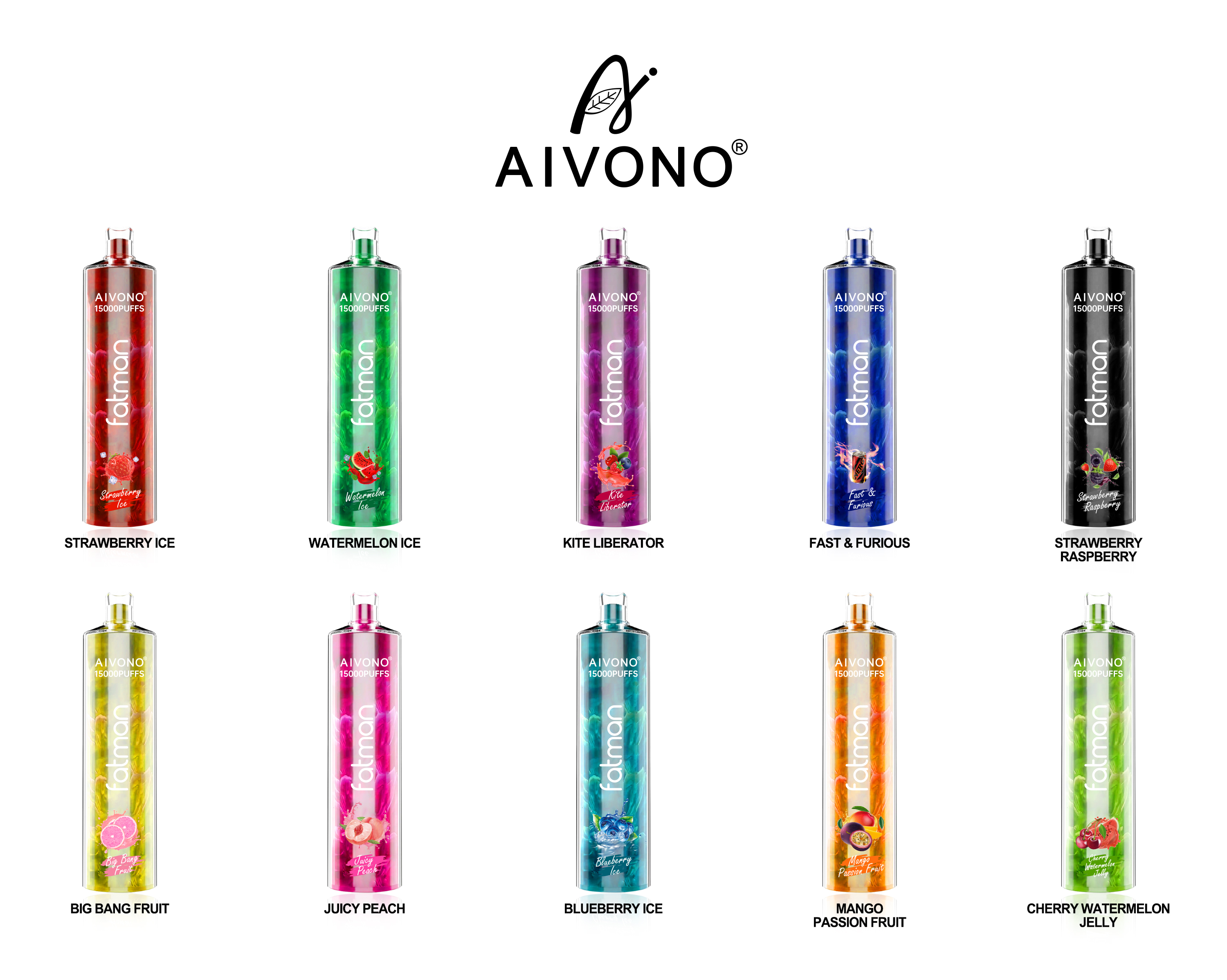 AIVONO 15000 Mesh coil 0,6ohm E-liquid 24ml Nicotina 0%/2%/3%/5% Batteria 18250 Ricaricabile Type-C Capacità della batteria 600mAh AIVONO FATMAN BANG BOX BANG crazvapes