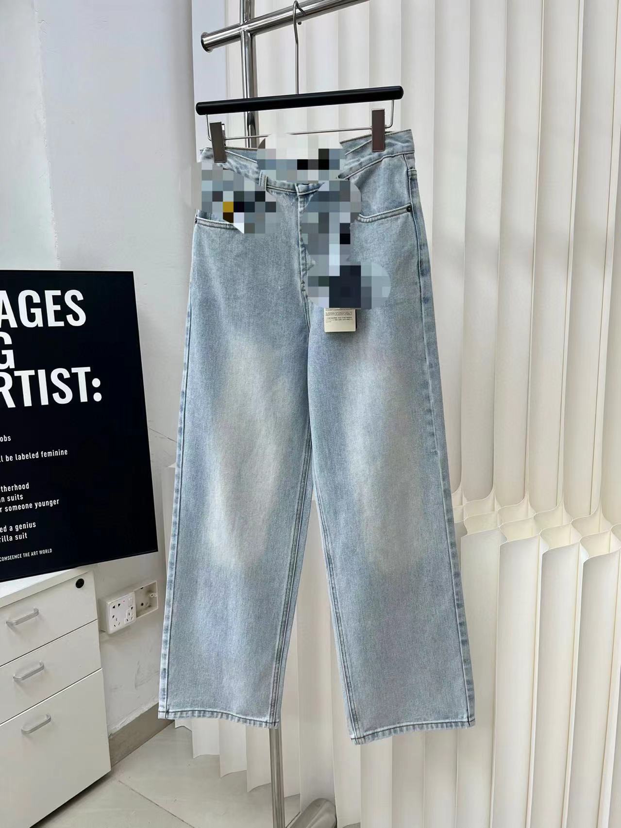 Jean bleu droit et ample pour femmes, pantalon en Denim, Slim, haut de gamme, avec Logo de styliste, livraison gratuite, 2024, 3034