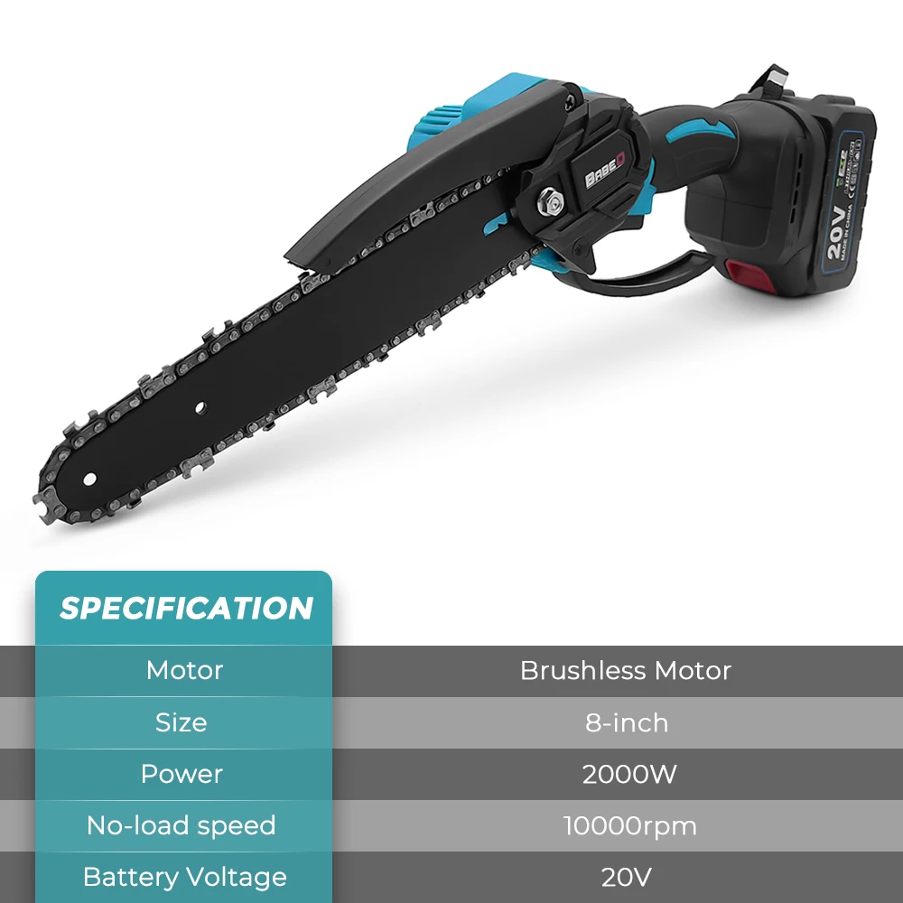 zagen Brushless Saw 8 Inch Electric Chain Saw Cordless Handheld Pruning Saw With Lithium Battery Woodworking Garden Power Tools