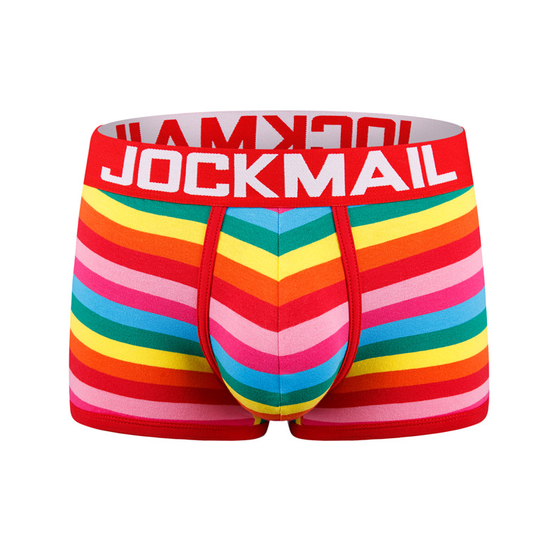 JOCKMAIL Мужские боксеры Нижнее белье Сексуальное нижнее белье Хлопок Радужные полоски Дышащие JM460