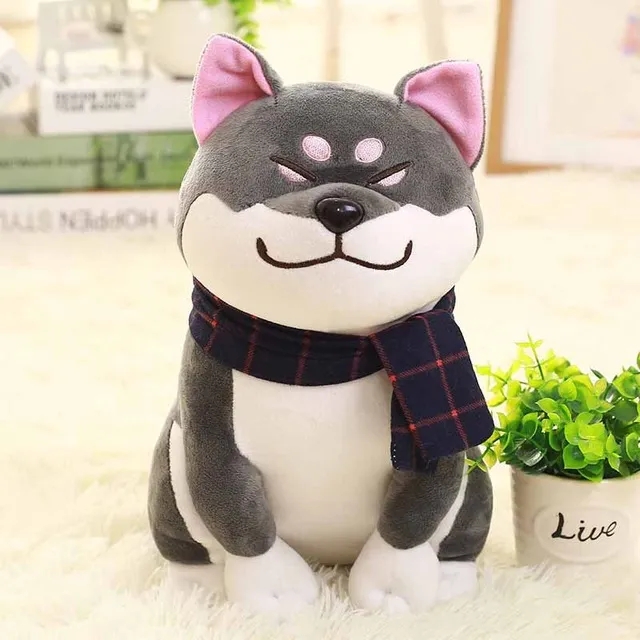 2024 25cm Cute Wear Scarf Shiba Inu Dog Plush Toy Soft Animal Stuffed Toy Akita Dogs Doll for Lovers Kids Birthday Gifts