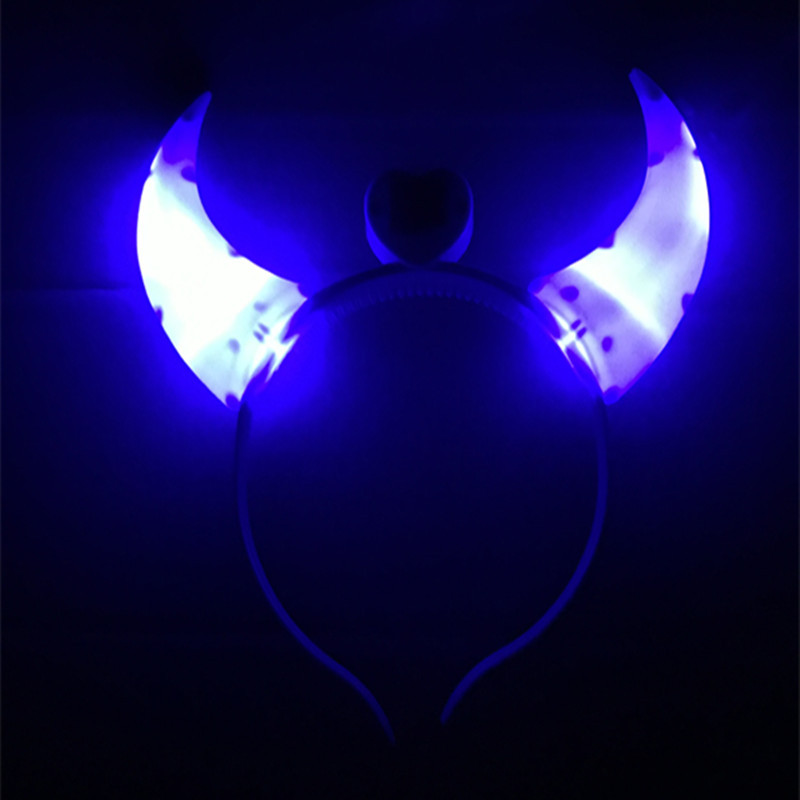 LED-Teufelshörner-Licht-Stirnband, blinkendes Haarband, leuchtende Lichterketten, verpackt, Party, Halloween, Geschenk, Glühen, Zubehör, Schönheitsdekoration HZ123