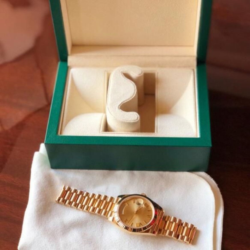 18K Gold President Date Sapphire Cystal Geneva Herenhorloges Automatisch mechanisch uurwerk Mannelijke luxe horloge maandag tot zondag329D