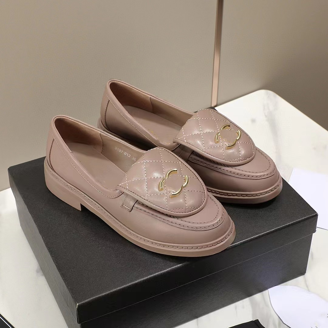 Damen-Designer-Abendschuhe, aufklappbare Loafer, Diamantgitter, echtes Leder, niedriger Absatz, runde Zehen, kleine Lederschuhe, mehrere Farben