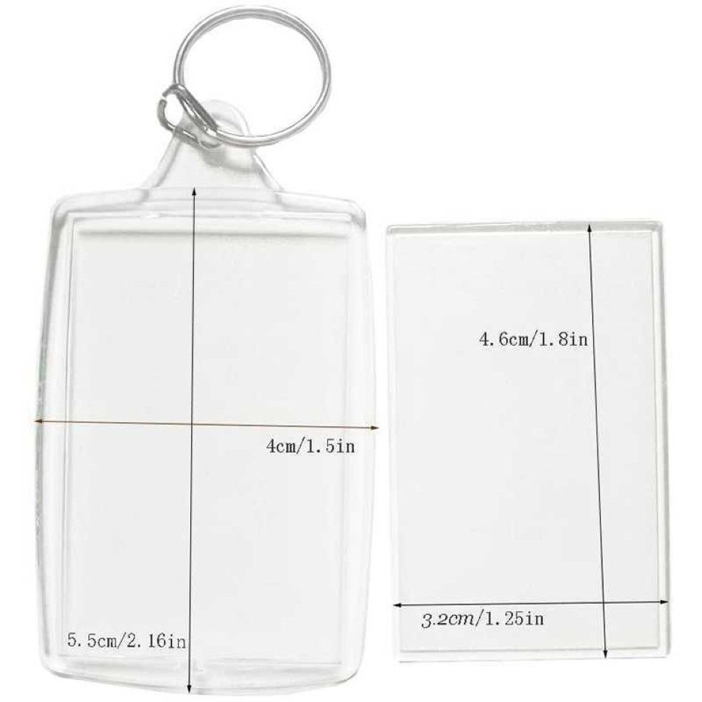 100 pçs po chaveiro retângulo transparente em branco acrílico inserção po quadro de imagem chaveiro titular diy anel dividido h0915281f