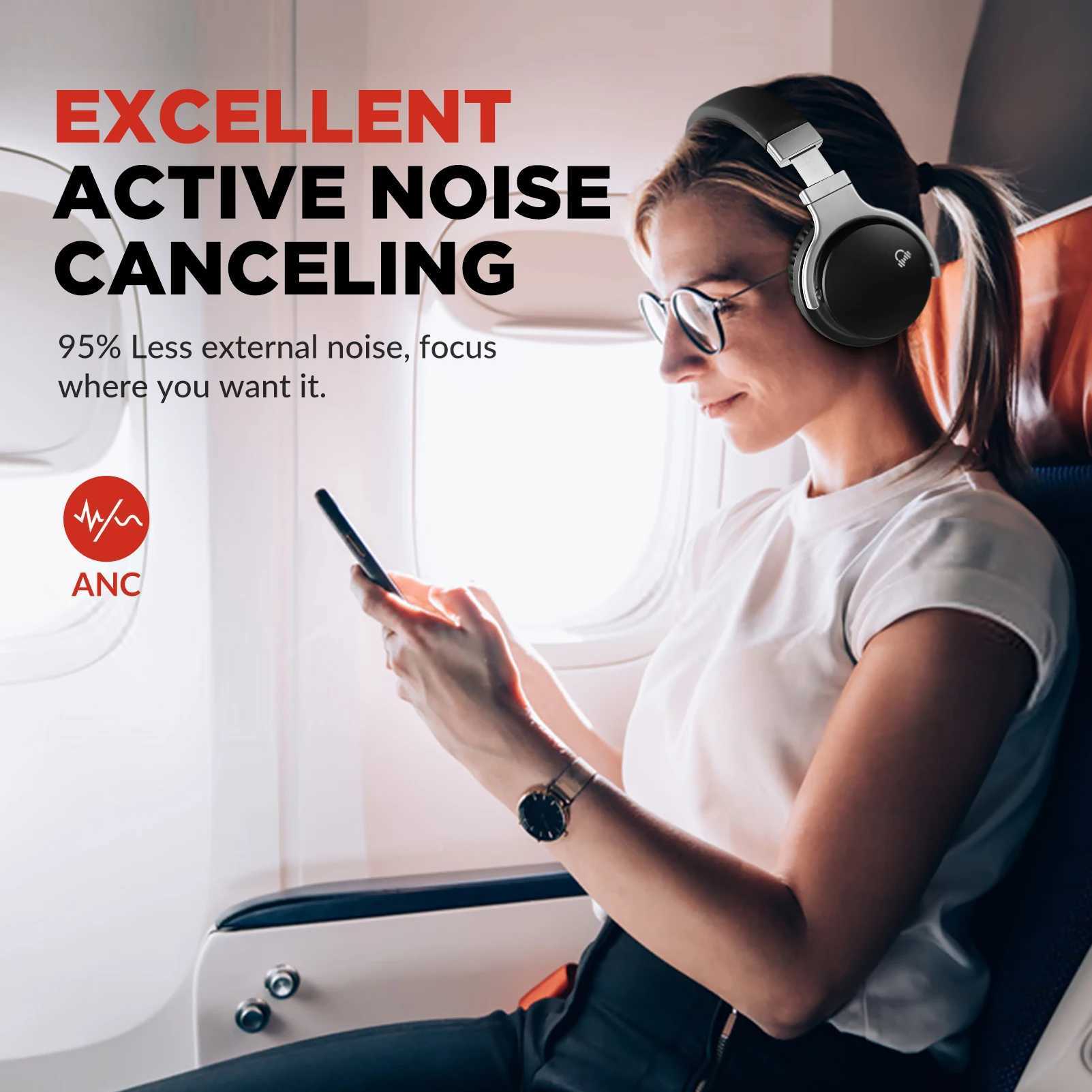 Cell Phone Earphones Cowin E7C-ANC Active Noise Canceling Headphones Wireless Over Ear Headphones Bluetooth Headset Comfortable Fit Clear Calls YQ240304