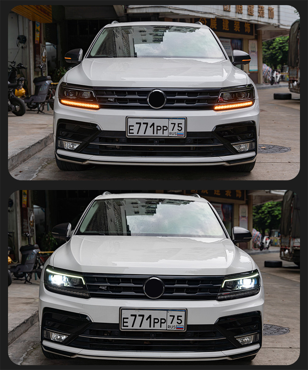 Phares de voiture pour VW Tiguan L 20 17-20 21 phares U Style LED lentille DRL flux clignotant lampe frontale Accembly