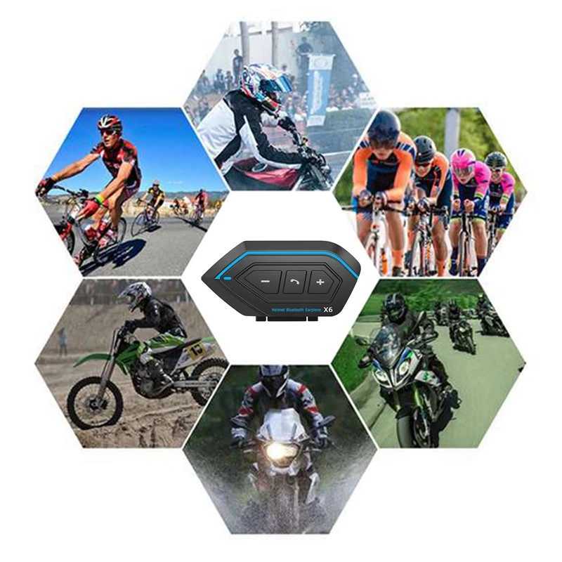 Auricolari telefono cellulare 2 pezzi X6 Cuffie Bluetooth casco BT5.0 800MA Motocicletta Chiamata wireless Cuffie stereo anti-jamming impermeabili YQ240304