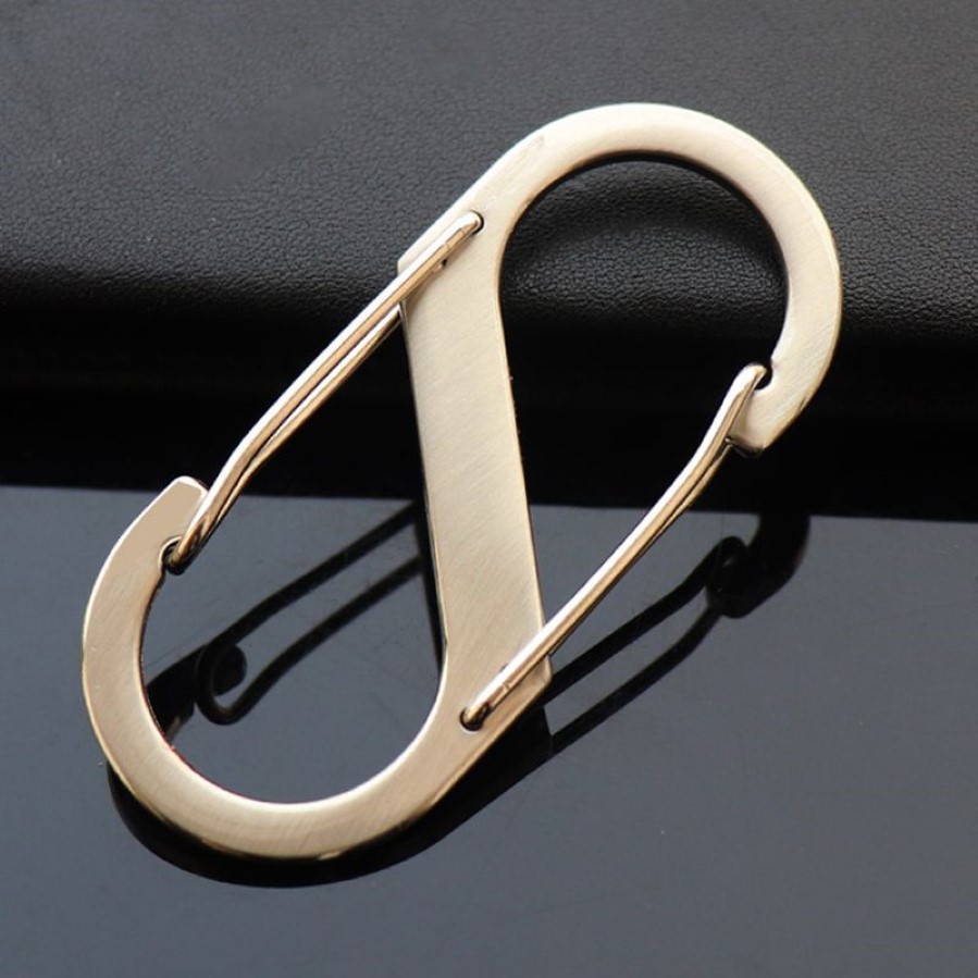 Car styling Portable Stainless Larger S Buckle 8 Type Key Keychain Clasps Clips Car Keychain Auto Interior Decoration308E